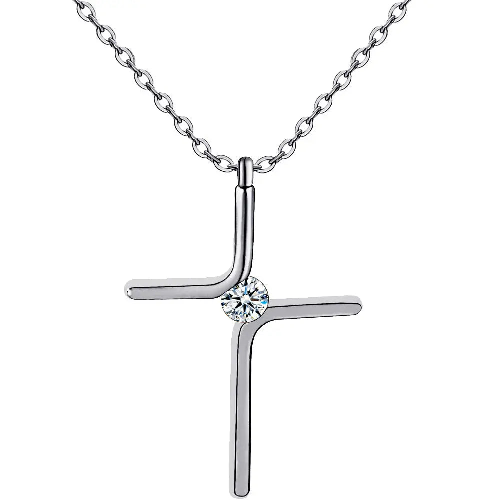 Cross Pendant New Simple Necklace Titanium Steel Plating.