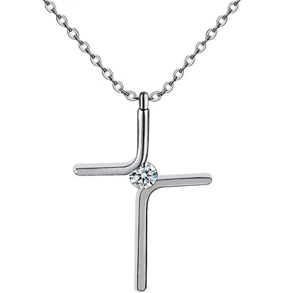 Cross Pendant New Simple Necklace Titanium Steel Plating.