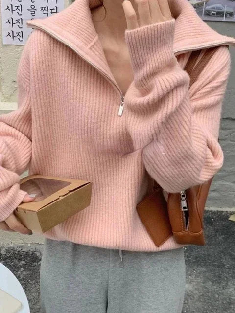 Turtleneck Zipper Sweater.