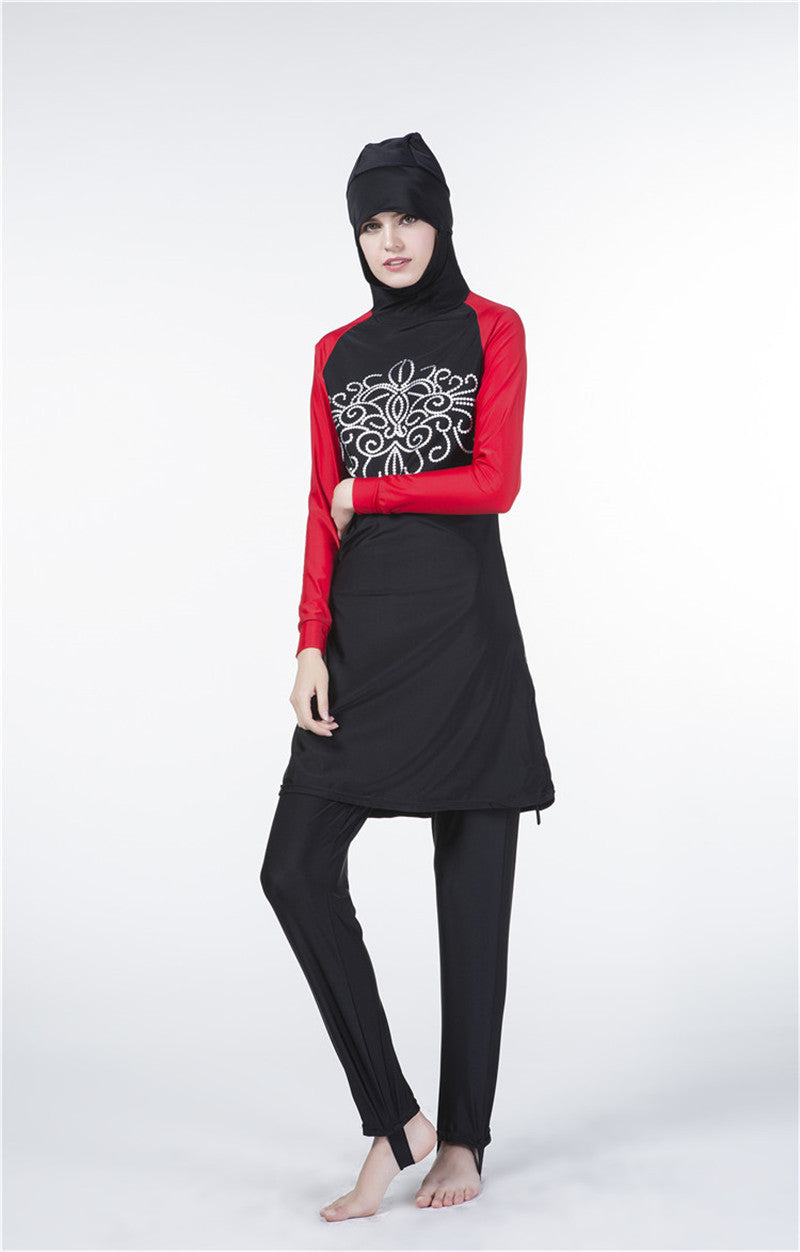 Modest Wave Long Sleeve Muslim Swimsuit