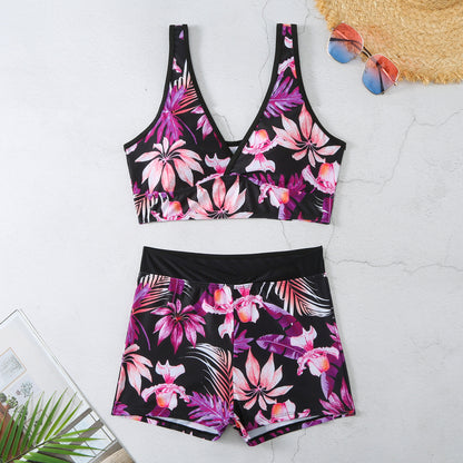 Two-piece Swimsuit Printed Boxer Multi-color Swimsuit.