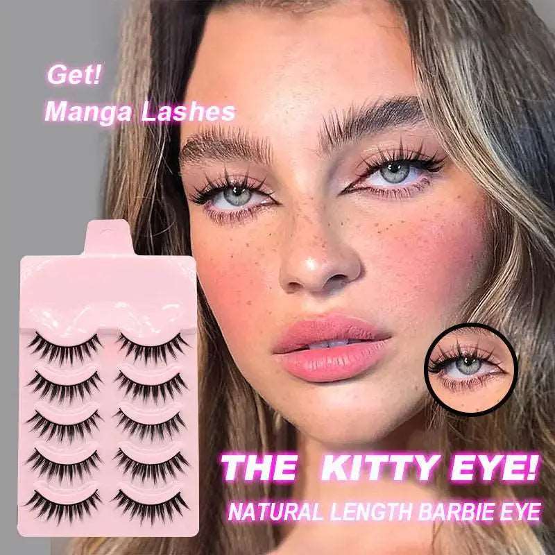 5 Pairs Manga Lashes New Arrival Anime Cosplay Natural Wispy  Korean Makeup Artificial False Eyelashes - Image #1