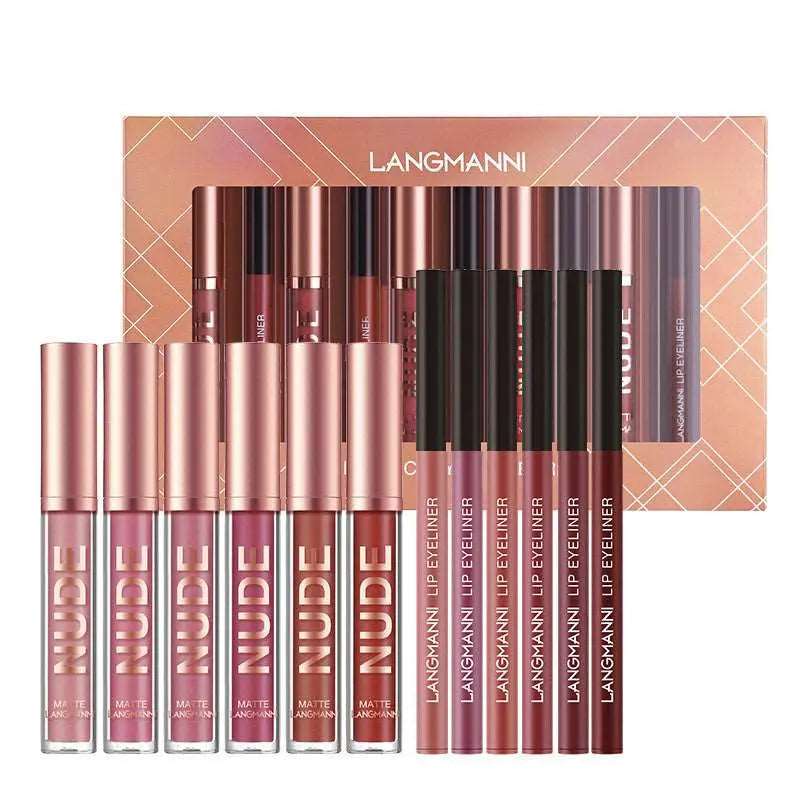 6 Lip Liner Pens Waterproof Long Lasting Matte Lipstick