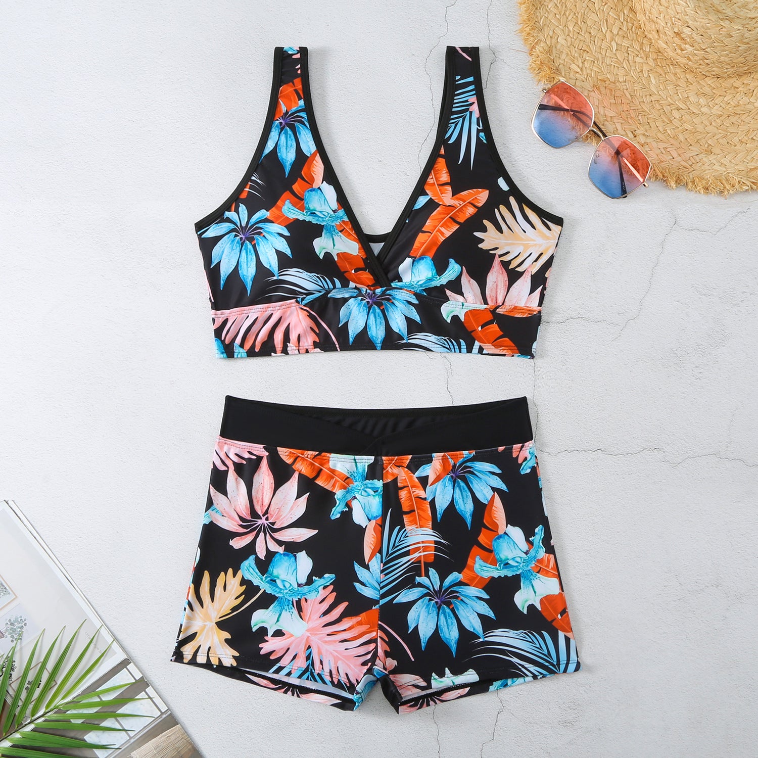 Two-piece Swimsuit Printed Boxer Multi-color Swimsuit.