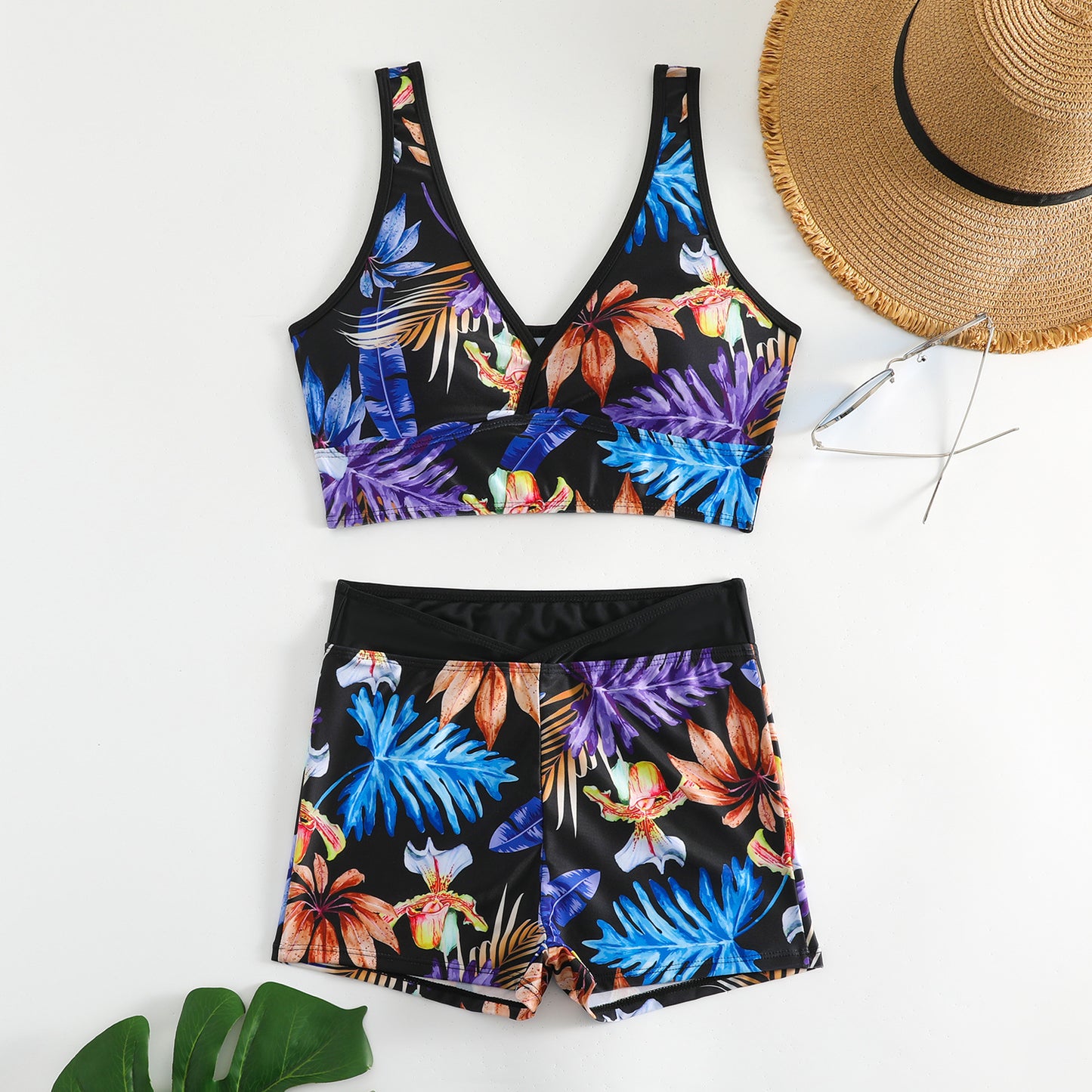 Two-piece Swimsuit Printed Boxer Multi-color Swimsuit.