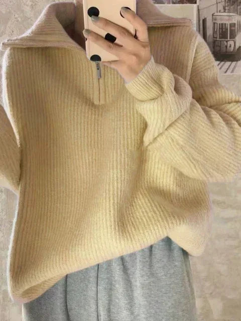 Turtleneck Zipper Sweater.