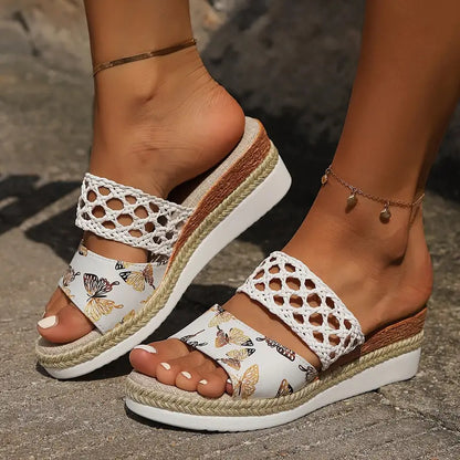 R.F Plus Size Rope Bottom Platform Sandals