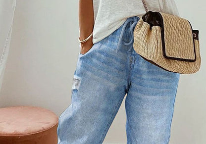 Chic Draw Washed Denim Pants