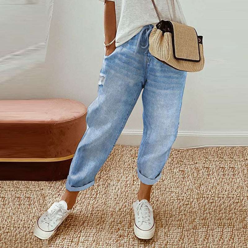 Chic Draw Washed Denim Pants