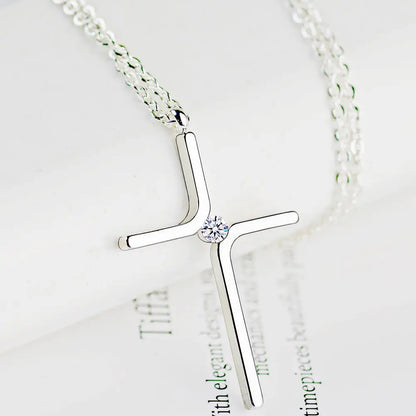 Cross Pendant New Simple Necklace Titanium Steel Plating.