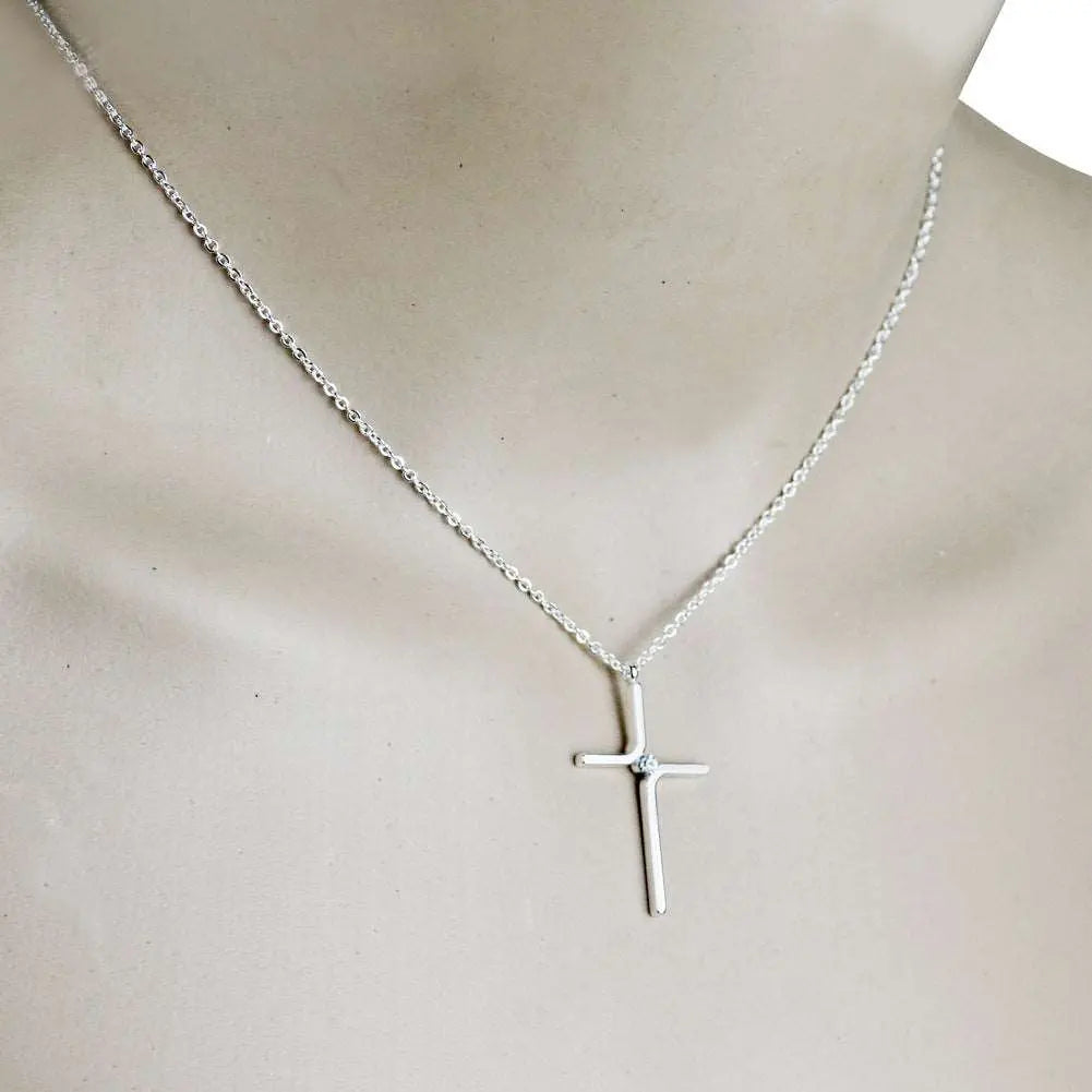 Cross Pendant New Simple Necklace Titanium Steel Plating