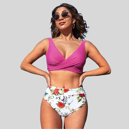 Women's Bikini Set Twist Front Tie Side Bikini Swimsuit Two Piece Swimwear