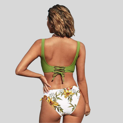 Women's Bikini Set Twist Front Tie Side Bikini Swimsuit Two Piece Swimwear