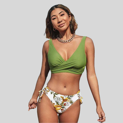 Women's Bikini Set Twist Front Tie Side Bikini Swimsuit Two Piece Swimwear