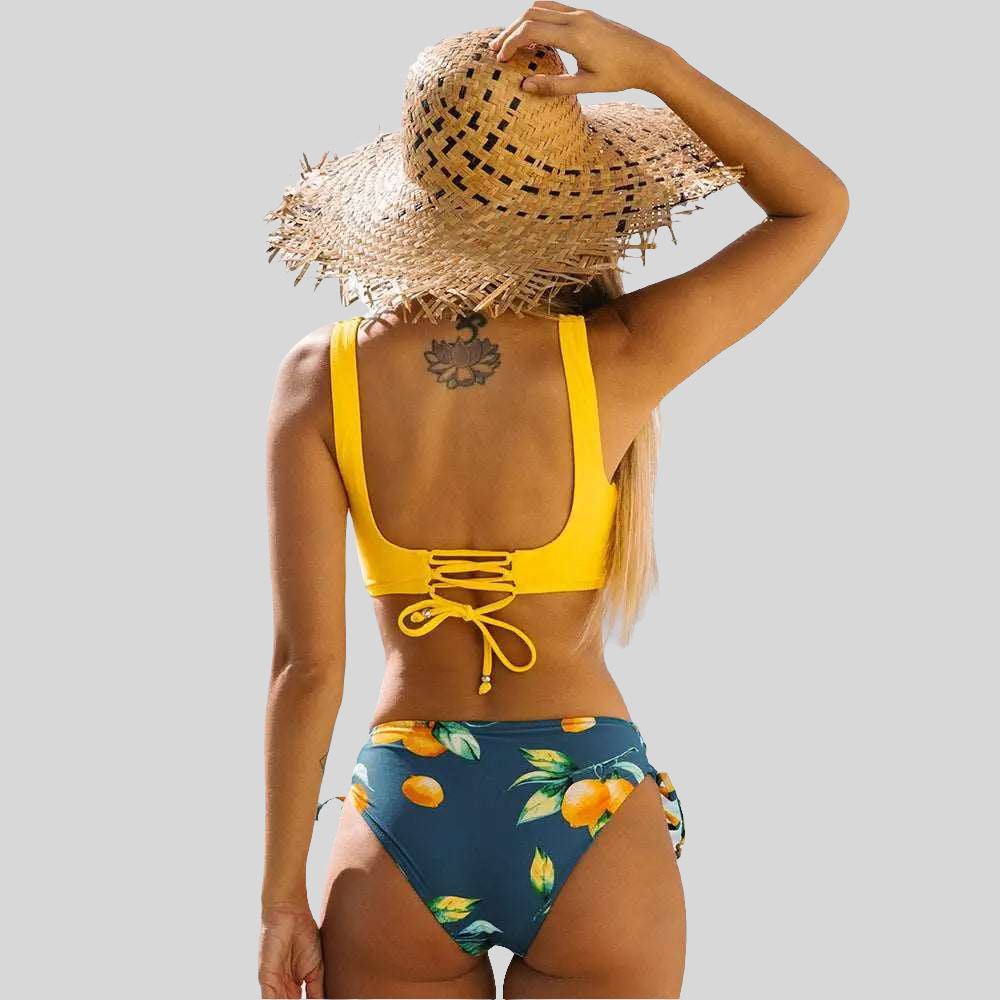 Women's Bikini Set Twist Front Tie Side Bikini Swimsuit Two Piece Swimwear