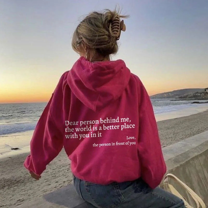 Love Notes Hoodie: Cosy Kangaroo Pocket Drawstring Hoodie with a Heartfelt Message