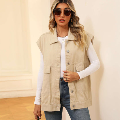 Cargo Chic Denim Vest - Ridnaps fashion