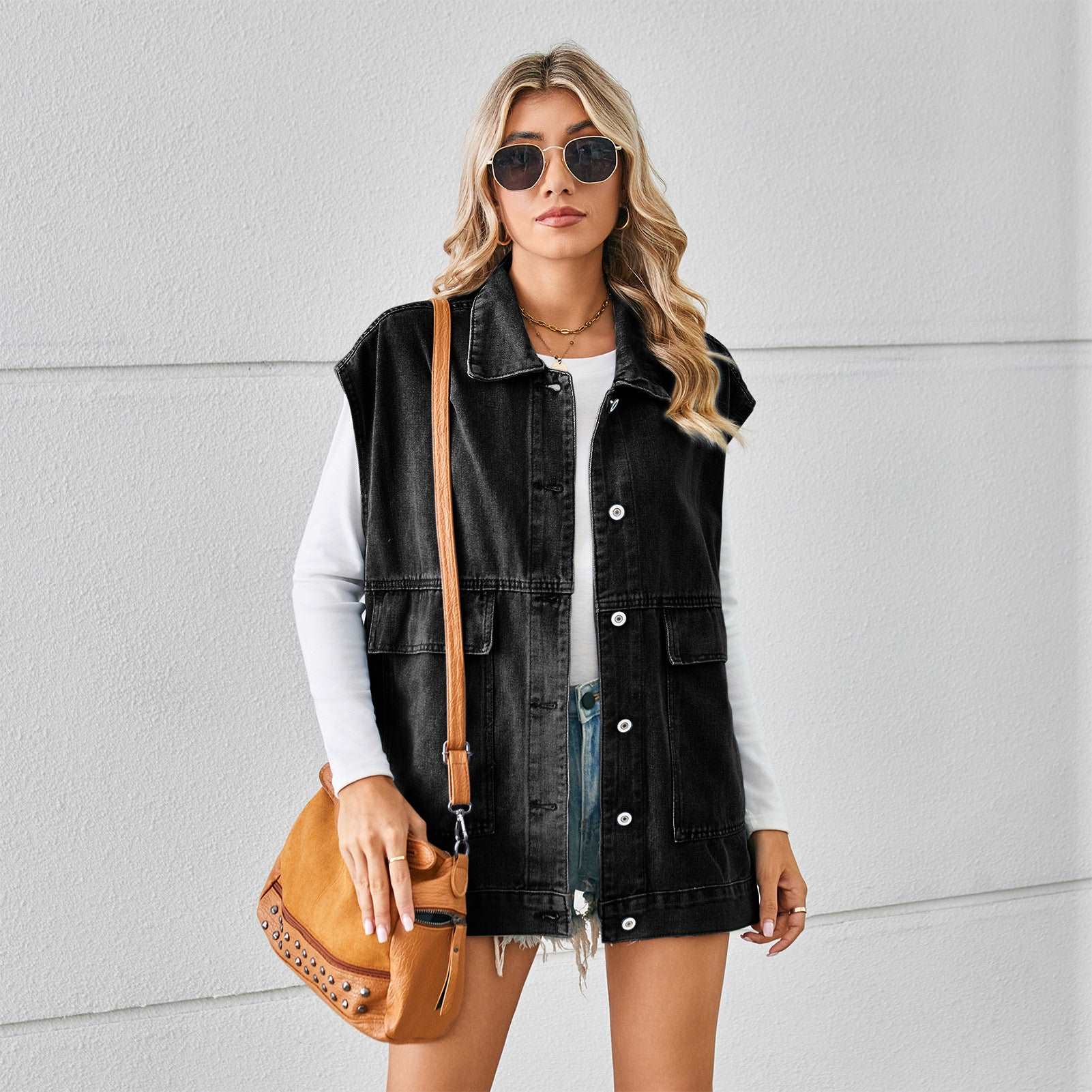 Cargo Chic Denim Vest - Ridnaps fashion