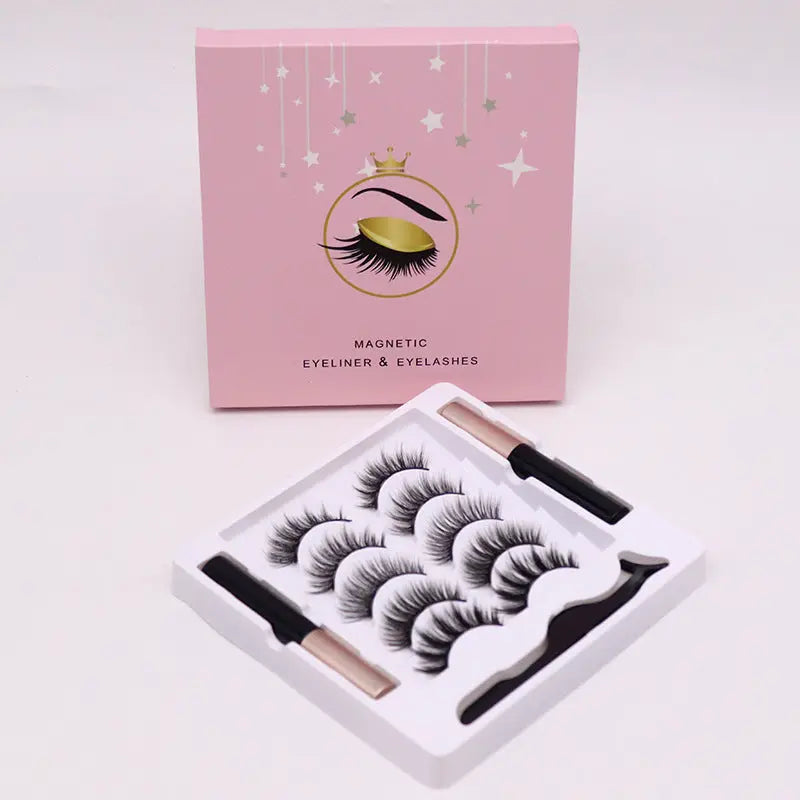 Magnetic Eyelashes Eyeliner Set Long Lasting False Mink Waterproof Eye Lashes Extension Reusable Beauty Makeup Tool - Image #2