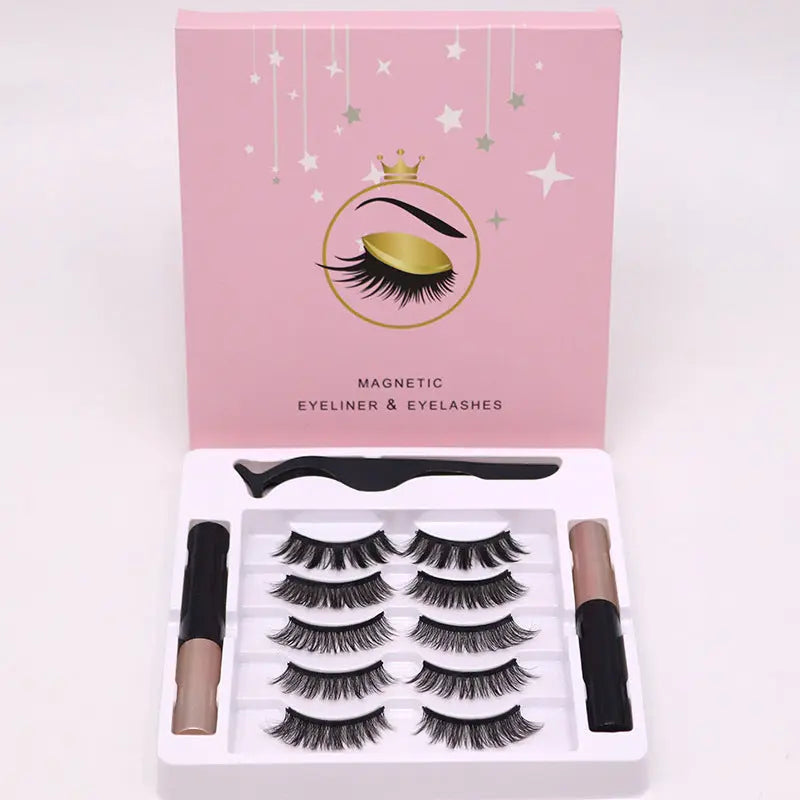 Magnetic Eyelashes Eyeliner Set Long Lasting False Mink Waterproof Eye Lashes Extension Reusable Beauty Makeup Tool - Image #1