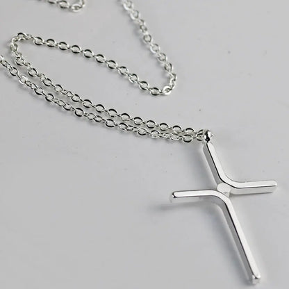 Cross Pendant New Simple Necklace Titanium Steel Plating.