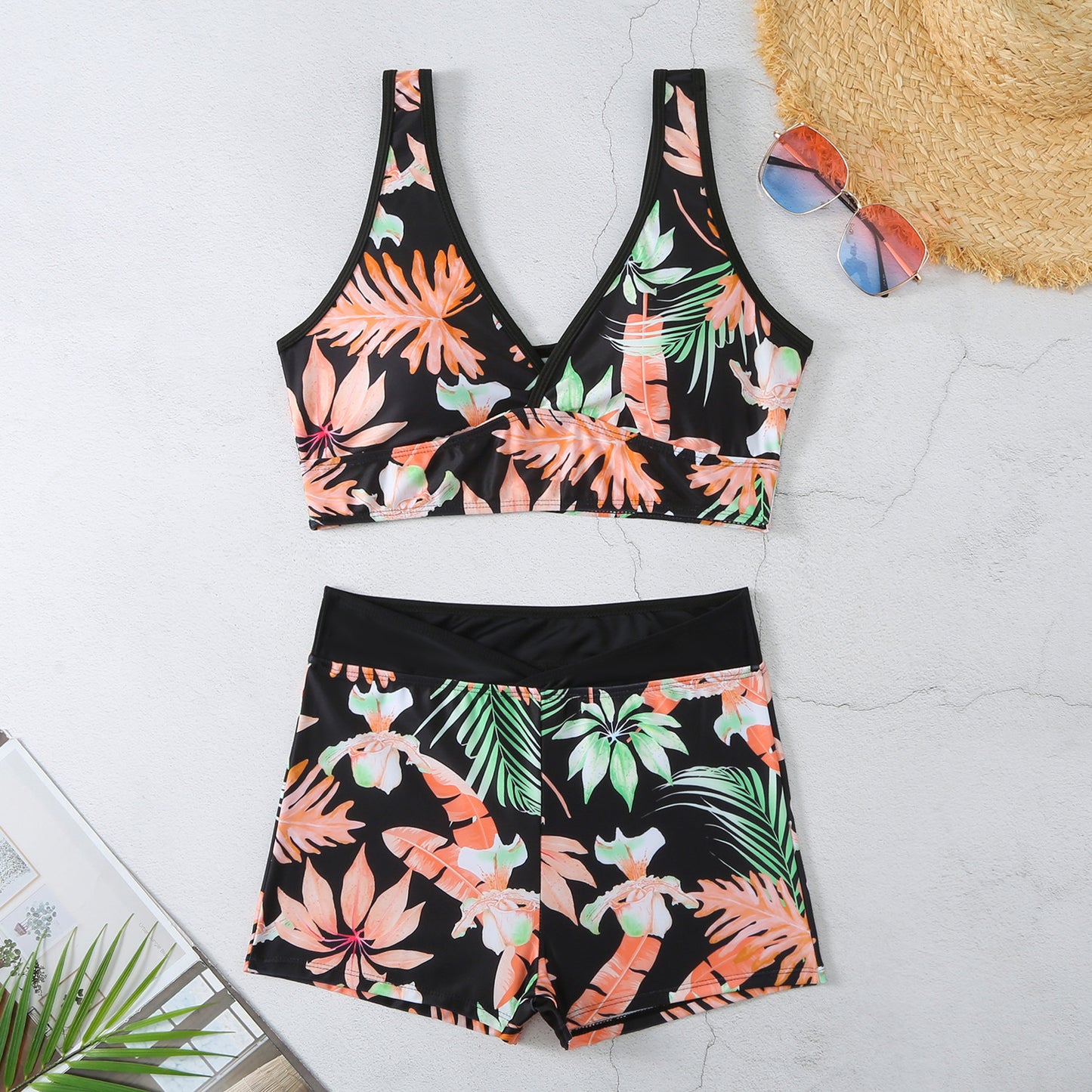 Two-piece Swimsuit Printed Boxer Multi-color Swimsuit.